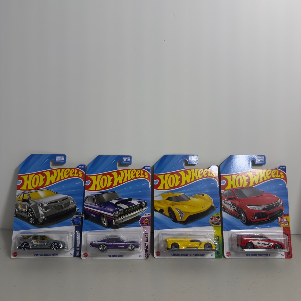 Hot Wheels Diecast Car Lot 4pk 1:64 Aztek Dodge Dart Cadillac GTP Civic Type R